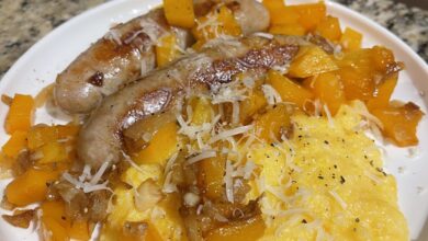 {Chef Inspired} German Sausage with Polenta