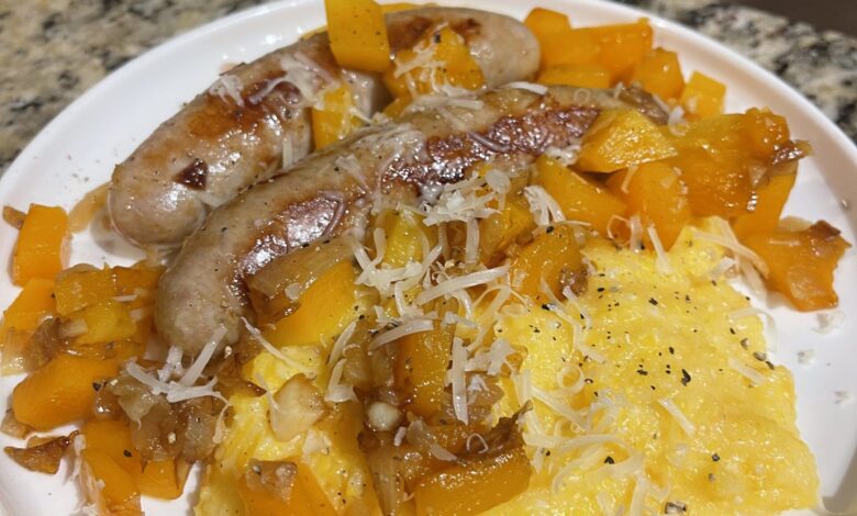 {Chef Inspired} German Sausage with Polenta